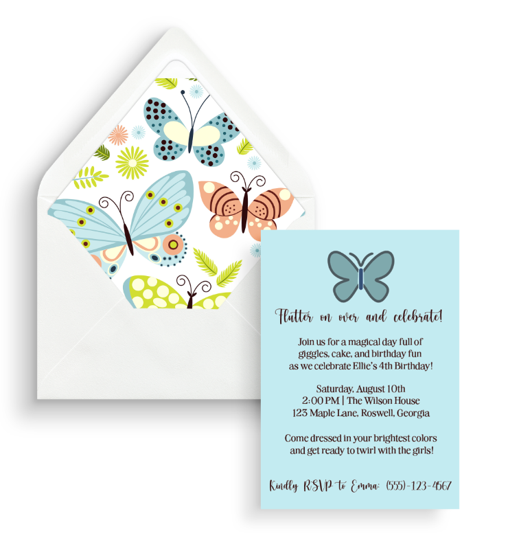 Whimsical Wings Kids Birthday Invitation