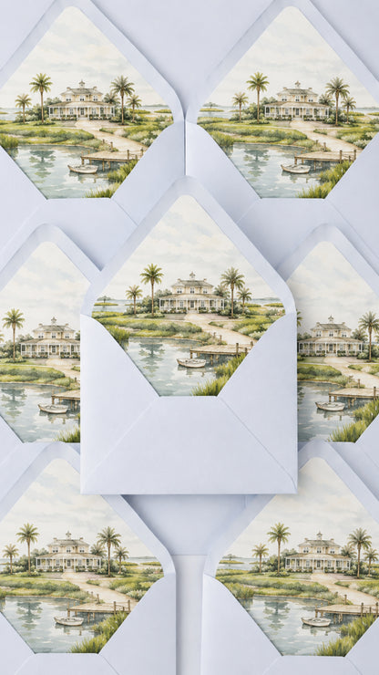 Envelope Liner | To Be Paired with a Watercolor or Line Art Venue Illustration