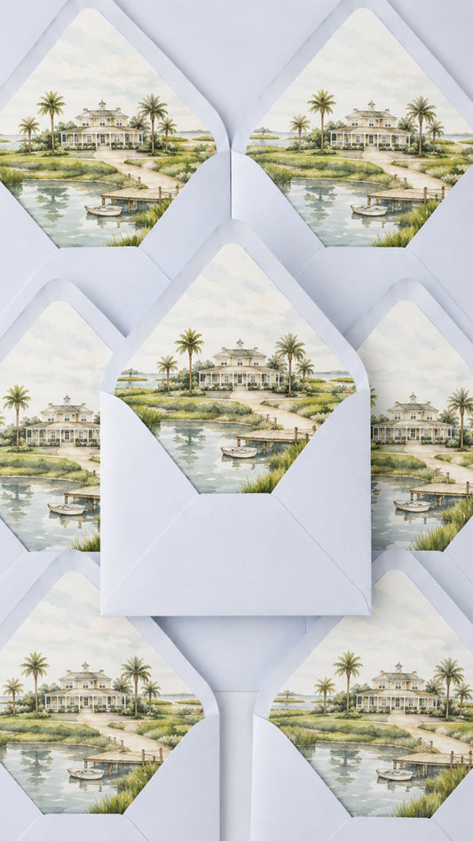 Envelope Liner | To Be Paired with a Watercolor or Line Art Venue Illustration
