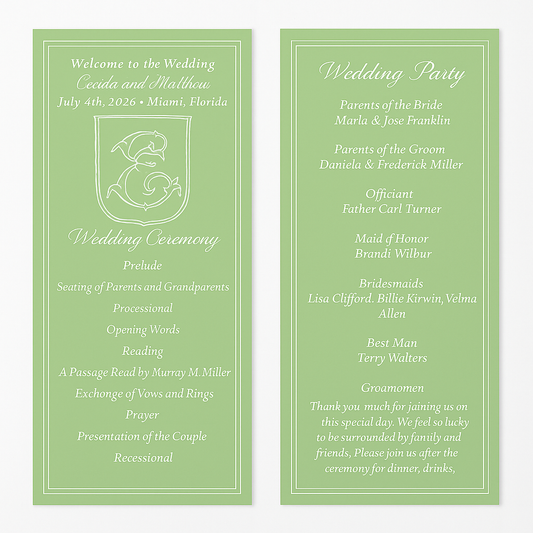 Classic Wedding Day Program – Customizable Colors