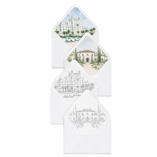 Envelope Liner | To Be Paired with a Watercolor or Line Art Venue Illustration