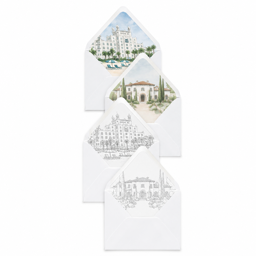 Envelope Liner | To Be Paired with a Watercolor or Line Art Venue Illustration