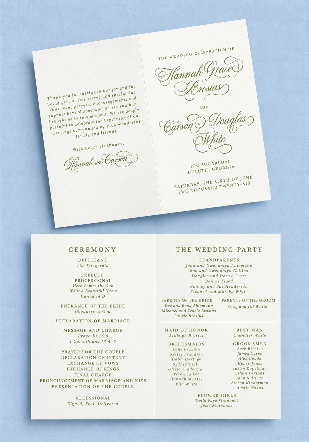 Folded Wedding Programs