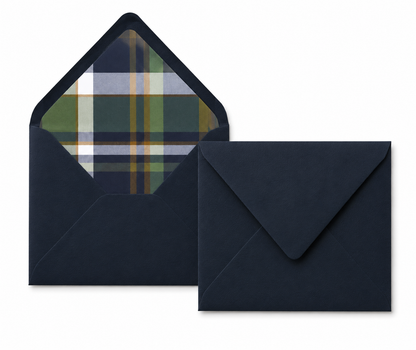 Navy and Green Plaid Wedding Invitation Suite