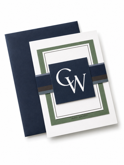 Navy and Green Plaid Wedding Invitation Suite