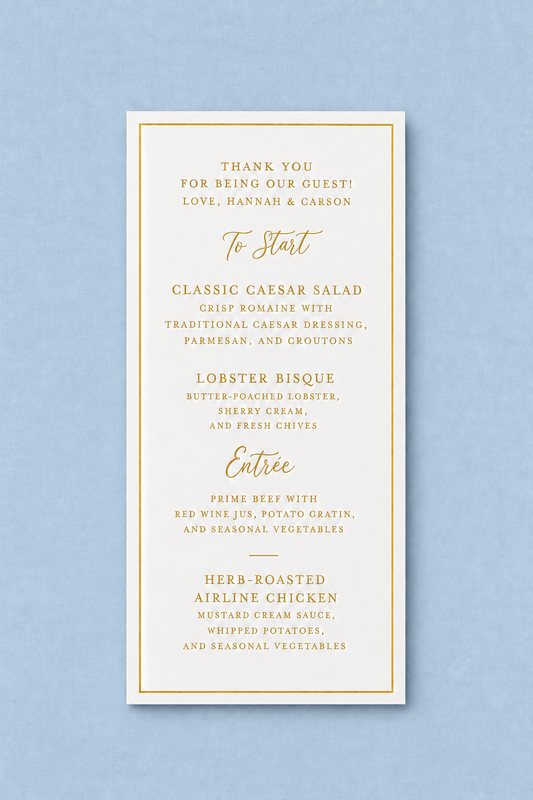 Signature Dinner Menu | 3.9" × 9.25