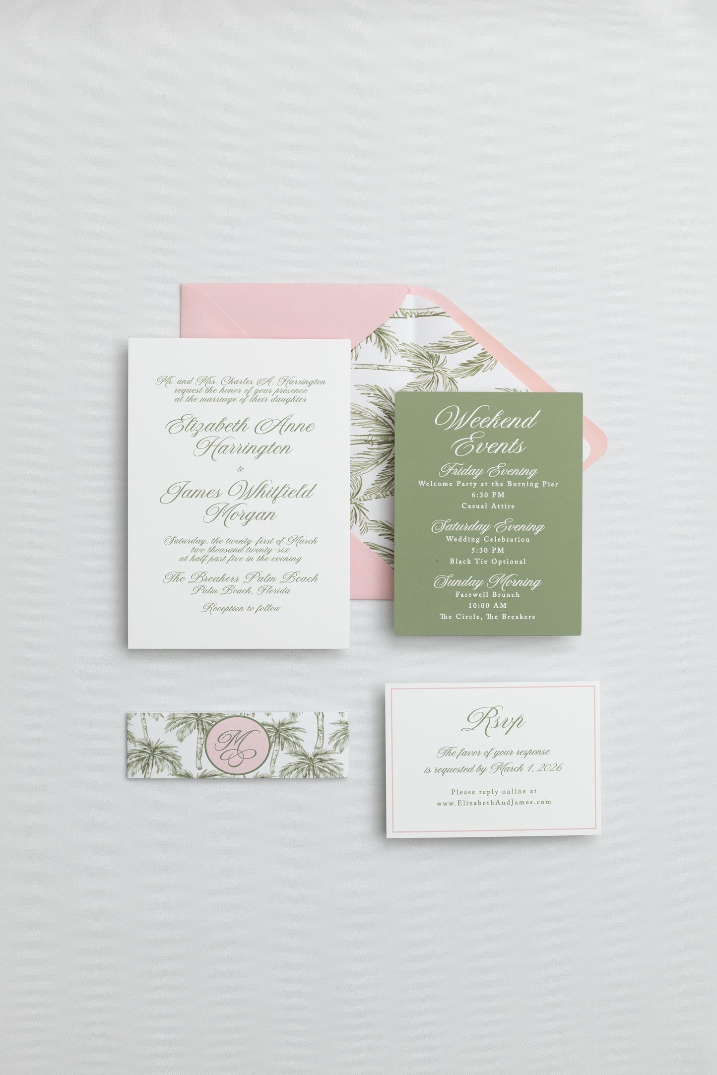 Coastal Palm Wedding Invitation Suite