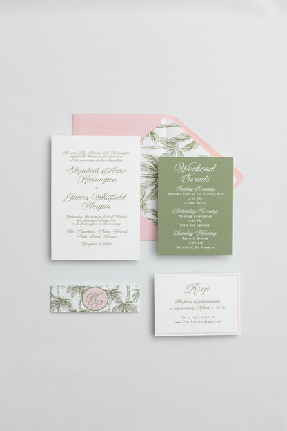 Coastal Palm Wedding Invitation Suite