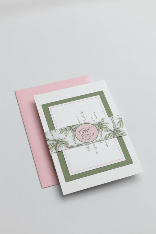 Coastal Palm Wedding Invitation Suite