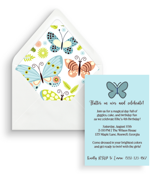 Whimsical Wings Kids Birthday Invitation