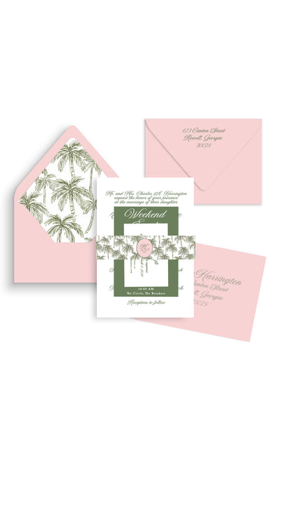 Coastal Palm Wedding Invitation Suite