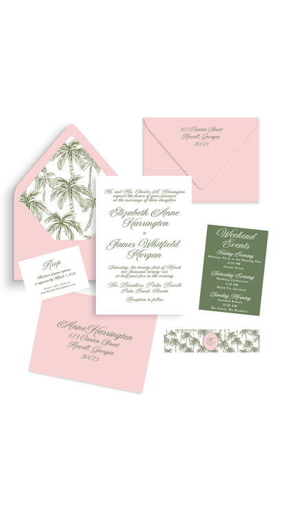 Coastal Palm Wedding Invitation Suite